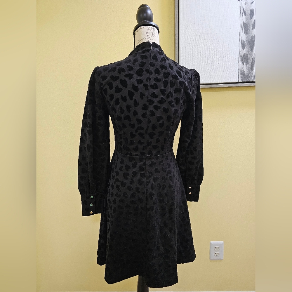 New Ann Taylor Heart Velvet Mock Neck Flare Dress - Picture 3 of 14